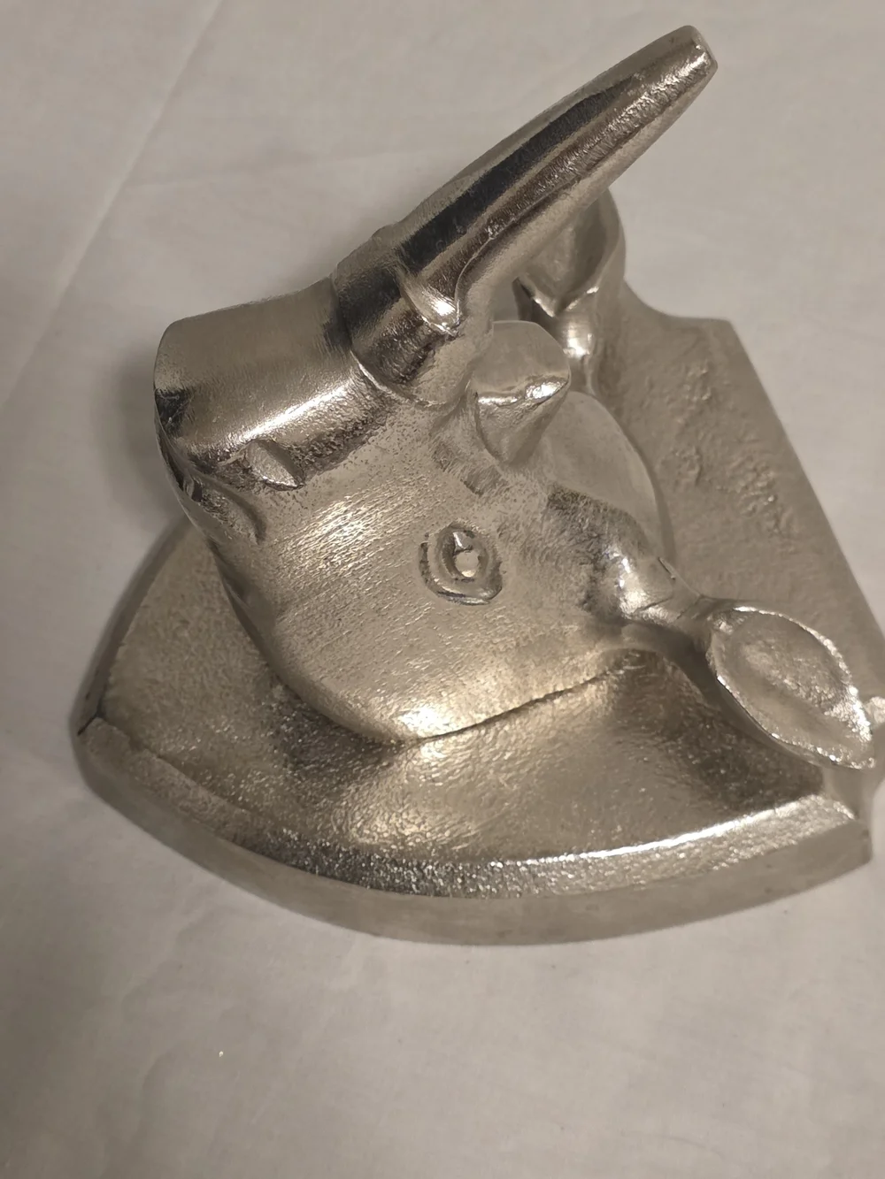 Vintage Cast Aluminum Rhino Head Wall Mount Sculpture Unique Coat Hook Silver 6